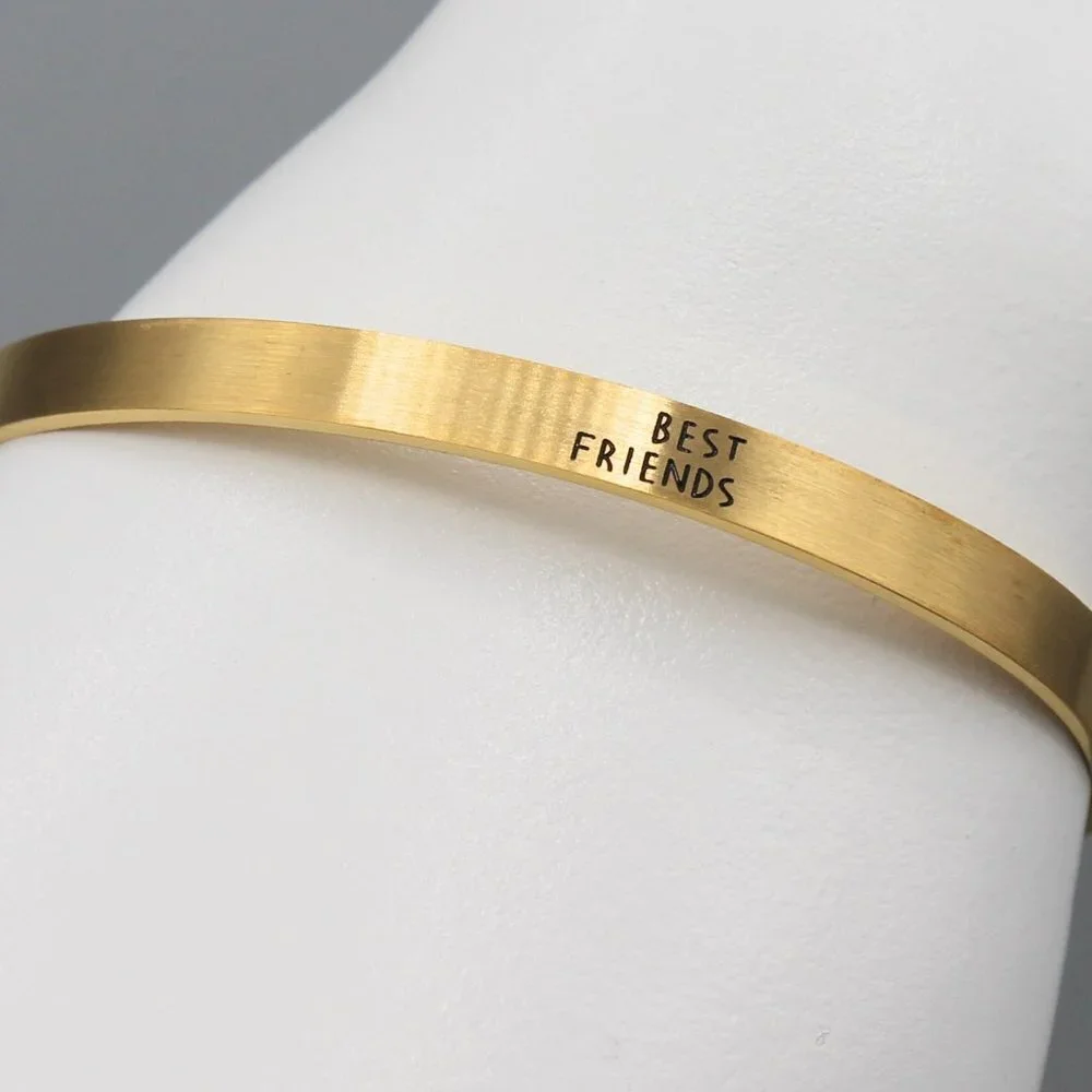 Jewelry bracelet cuff Best Friend Friendship gold tone dainty minimalist new